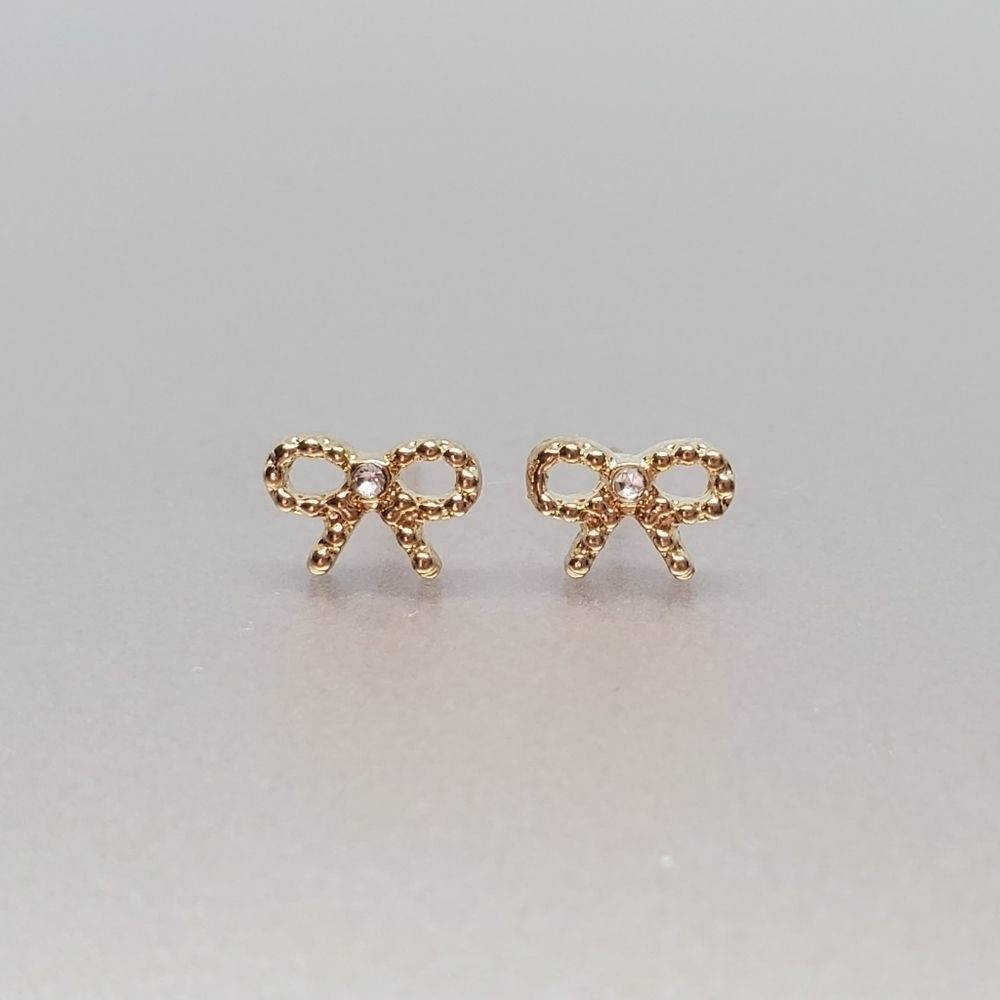 Dainty Beaded Bow Earrings